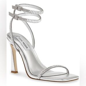 NEW Steve Madden Thierry Sandal Silver Heels Size 8
